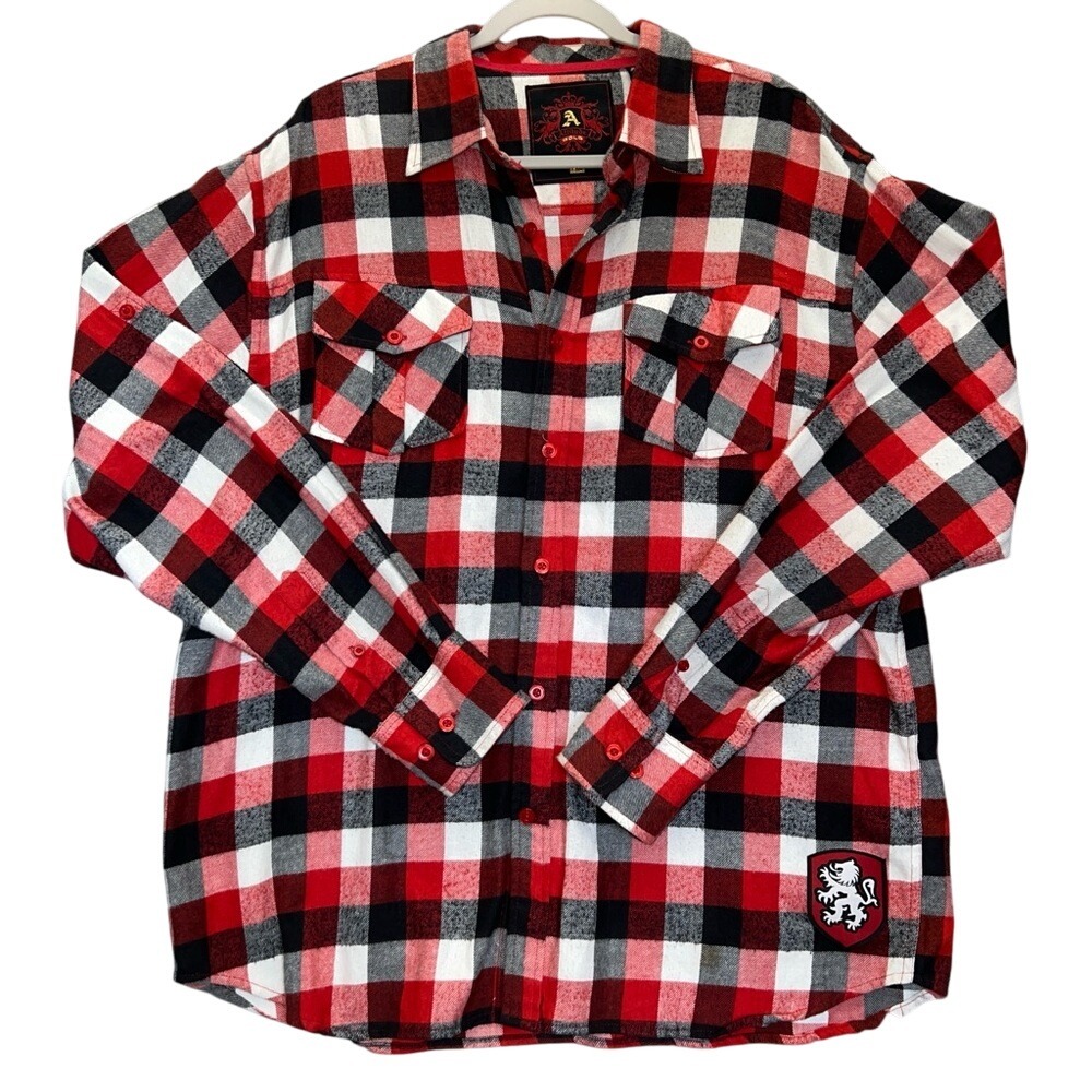 Buffalo Plaid Flannel Shirt XL – Lion Crest Graphic Urban Luxe Y2k Streetwear‎